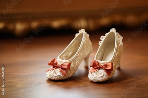 illustration of Doll shoes. miniature. small scale. velvet extra lar,Generative ai