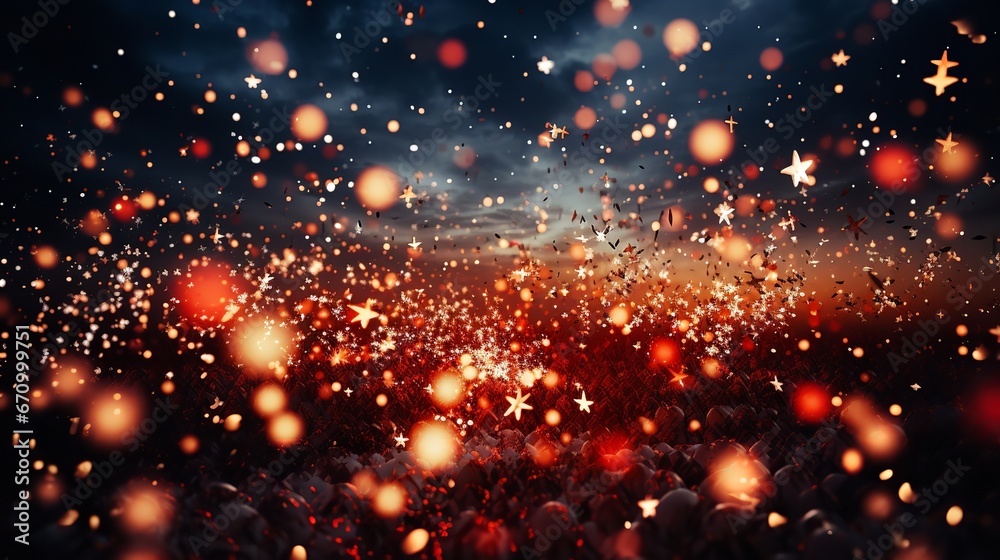 background for text. baubles and cut large confetti and balloons perfect to have as a card . created by ai