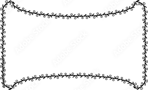 Spiral leaves Branch Rectangle Frame laurel wreath silhouette black horizontal vintage frames flower floral leaf border Botanical Branches ornate leaf Elements design border retro badge decoration iso