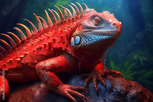 portrait of a iguana animal colorful