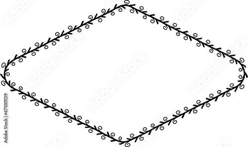 Spiral leaves Branch Rectangle Frame laurel wreath silhouette black horizontal vintage frames flower floral leaf border Botanical Branches ornate leaf Elements design border retro badge decoration iso