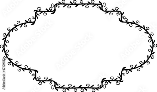 Spiral leaves Branch Rectangle Frame laurel wreath silhouette black horizontal vintage frames flower floral leaf border Botanical Branches ornate leaf Elements design border retro badge decoration iso