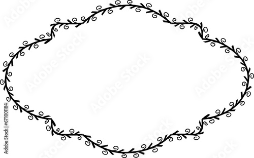 Spiral leaves Branch Rectangle Frame laurel wreath silhouette black horizontal vintage frames flower floral leaf border Botanical Branches ornate leaf Elements design border retro badge decoration iso