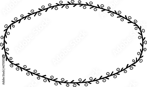 Spiral leaves Branch Rectangle Frame laurel wreath silhouette black horizontal vintage frames flower floral leaf border Botanical Branches ornate leaf Elements design border retro badge decoration iso