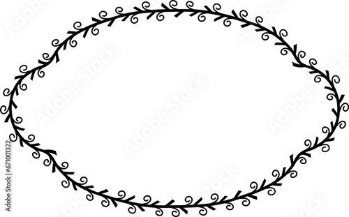 Spiral leaves Branch Rectangle Frame laurel wreath silhouette black horizontal vintage frames flower floral leaf border Botanical Branches ornate leaf Elements design border retro badge decoration iso
