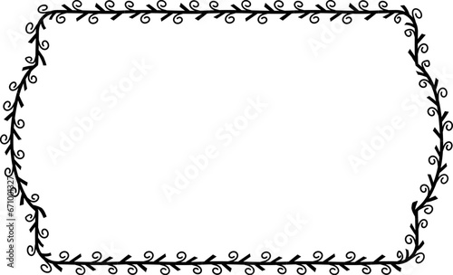 Spiral leaves Branch Rectangle Frame laurel wreath silhouette black horizontal vintage frames flower floral leaf border Botanical Branches ornate leaf Elements design border retro badge decoration iso