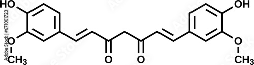Curcumin structural formula, vector illustration