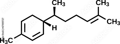 Zingiberene structural formula, vector illustration