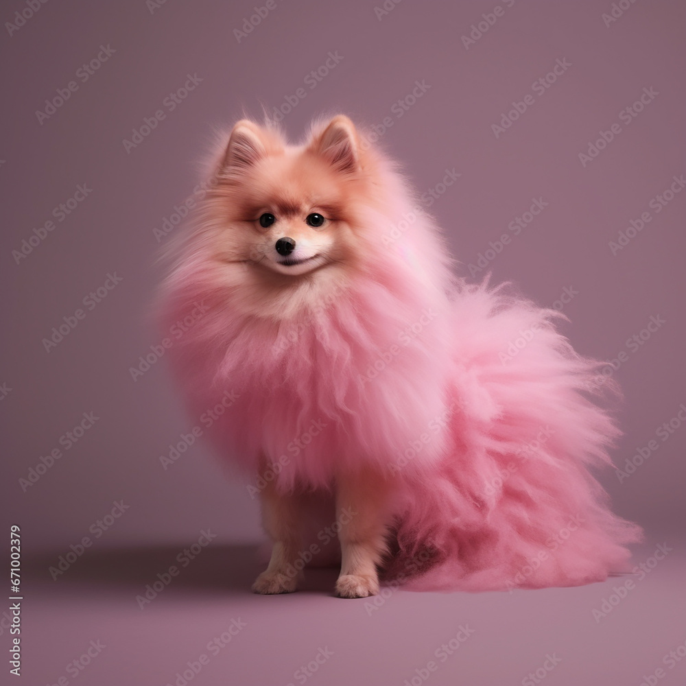 Obraz premium Pomeranian dog pink animal cute pet