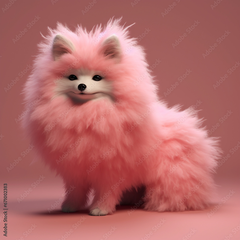 Obraz premium Pomeranian dog pink animal cute pet