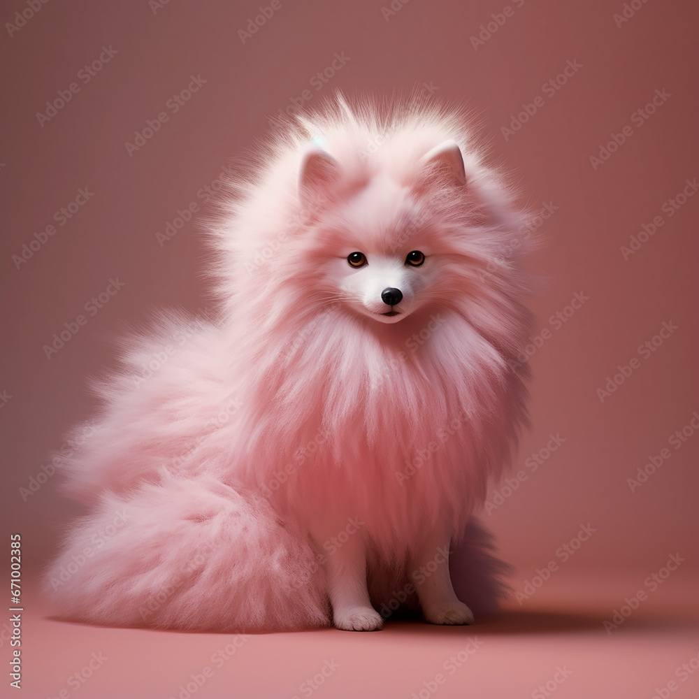 Obraz premium Pomeranian dog pink animal cute pet