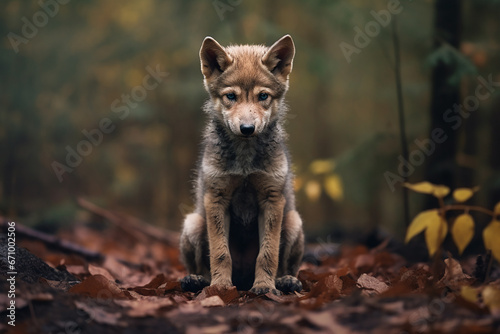 husky in the forest baby cute animal pet