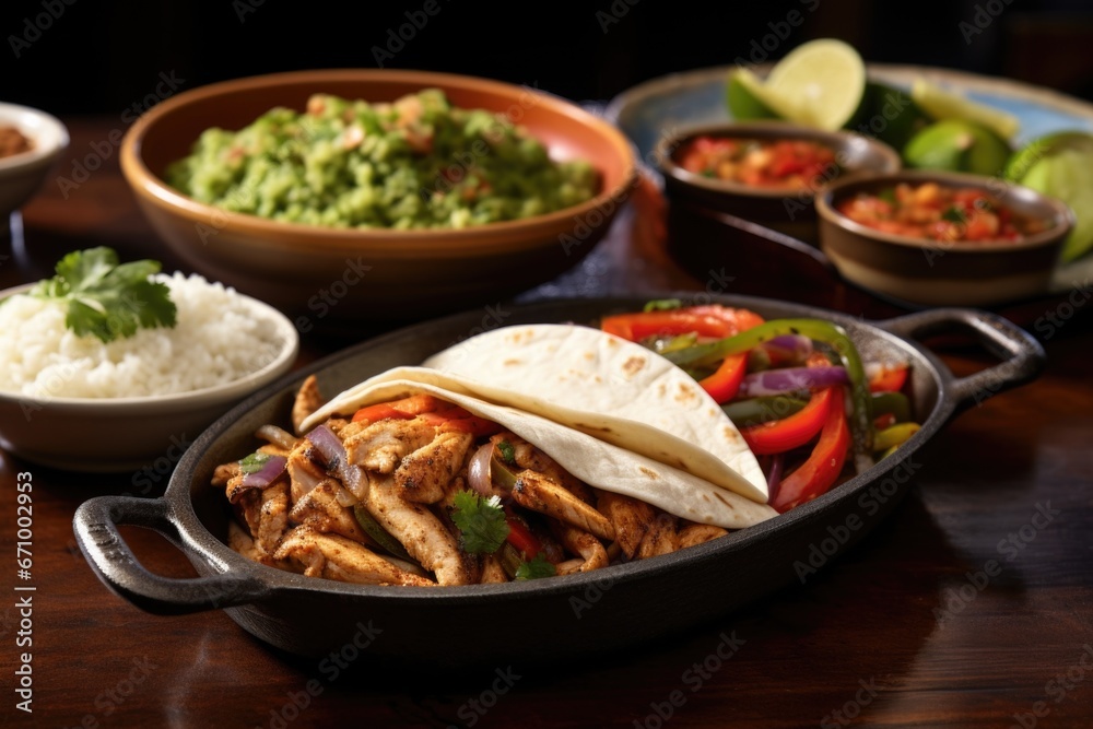 fajitas served with a side of guacamole and salsa fajitas served with a side of guacamole and salsa