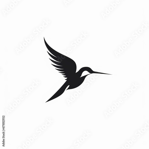 illustration of modern minimalist logo of a hummingbirds black vector, Generative ai © aniartai