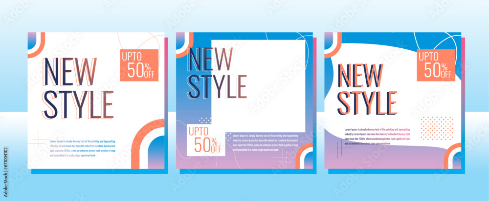 collection of social media banner templates with geometric background blue, pink, modern background. business. collection of sale discount layout backgrounds. trendy vector