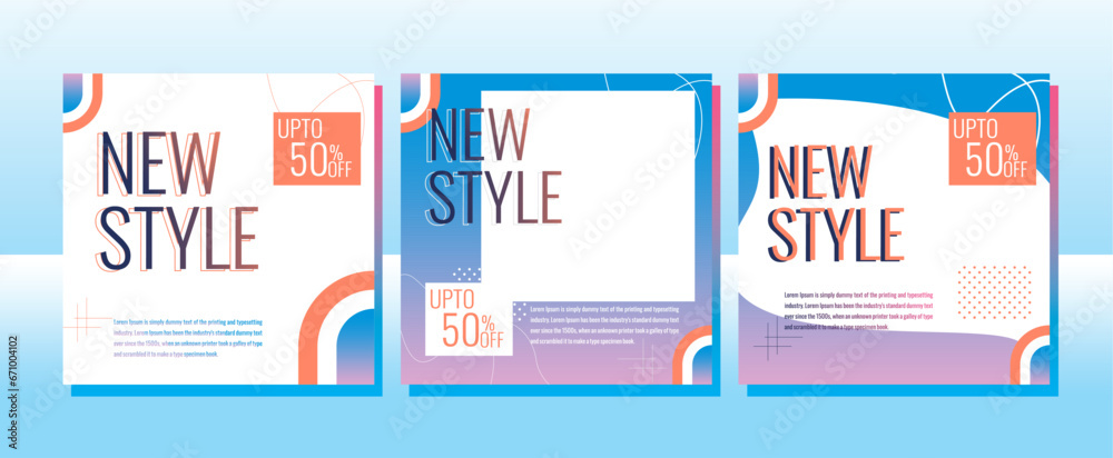 Obraz premium collection of social media banner templates with geometric background blue, pink, modern background. business. collection of sale discount layout backgrounds. trendy vector