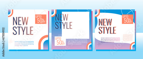 collection of social media banner templates with geometric background blue, pink, modern background. business. collection of sale discount layout backgrounds. trendy vector