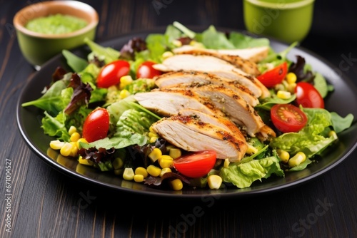 grilled chicken salad with avocado and corn