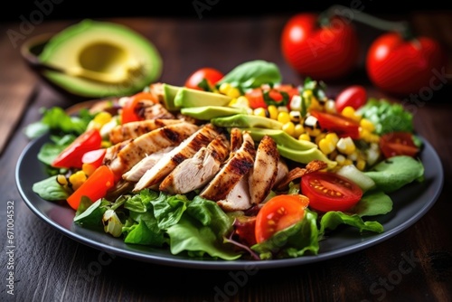 grilled chicken salad with avocado and corn