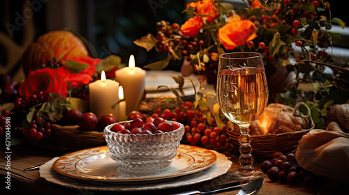 Festive table setting in autumn theme © Ziyan