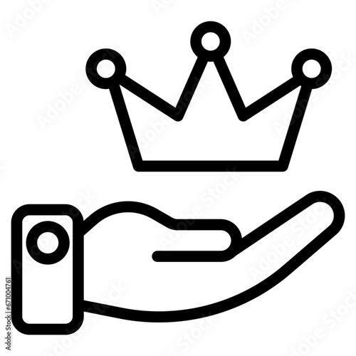 crown in over hand line icon
