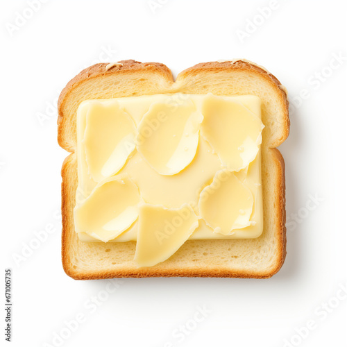 Bread with butter on isolated white background - ai generative