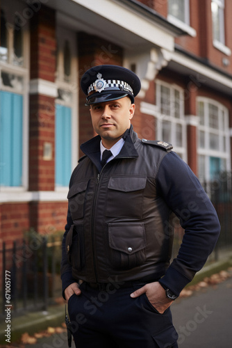 UK policeman on duty in residential area