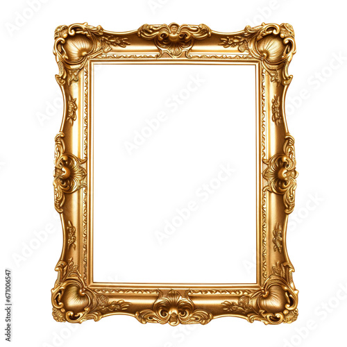 antique gold picture frame isolated on transparent background Remove png, Clipping Path
