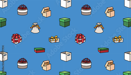 Seamless pattern with gift boxes 