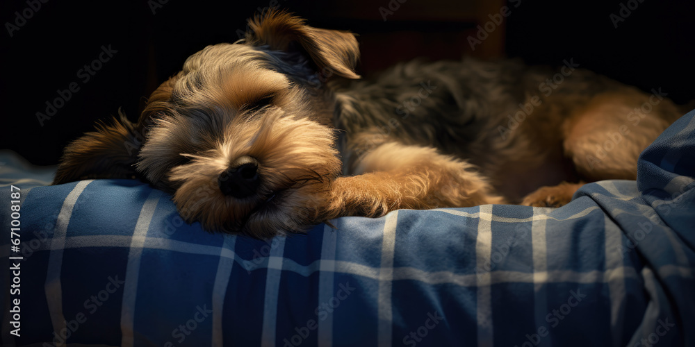 Content dog fast asleep on rug Content dog fast asleep on rug