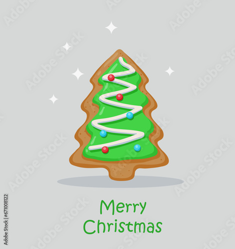  Gingerbread christmas tree ,Christmas card, sweet food, christmas toys, celebration, christmas decorations, illustration, holidays, December, cake, cookies 