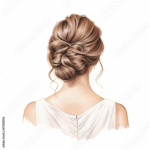 illustration of crayon drawing of a bride back view simple and elega  Generative ai