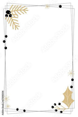 vertical festive winter frame on white background