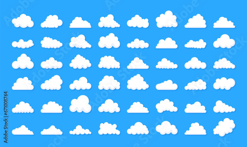 Set of Clouds silhouettes. Abstract white cloudy set. Vector stock illustration