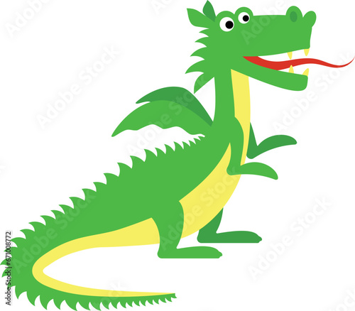 Vector dragon in flat style. Element for children s themed parties  cards  congratulations. Children s illustrations.