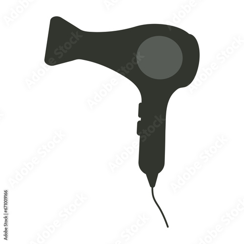 Flat silhouette of a hair dryer on a white background.