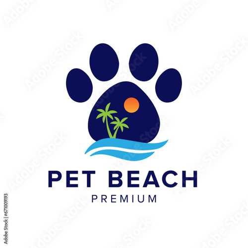 pet beach logo vector icon illustration