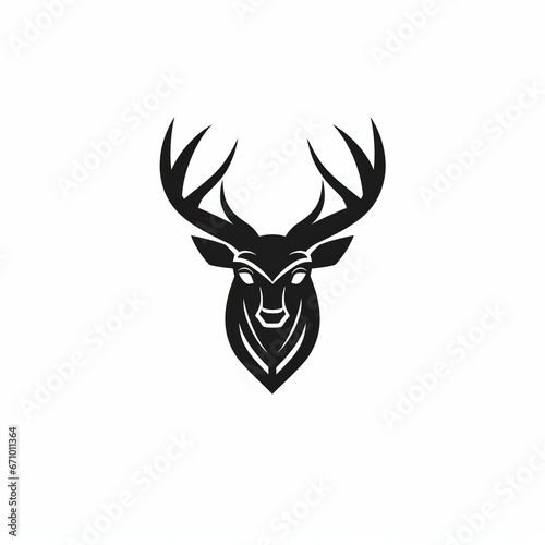 illustration of modern minimalist logo of deer vector on white, Generative ai © aniartai
