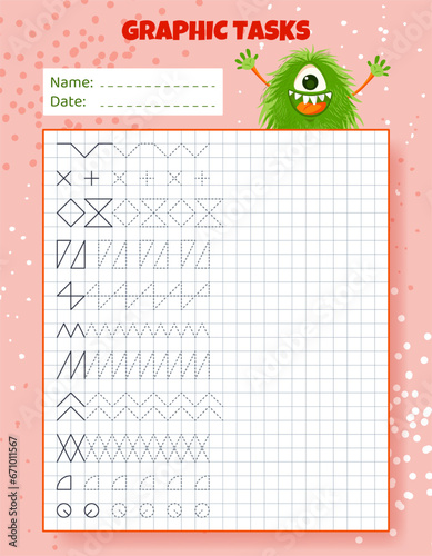 Graphic tasks by cells. Educational game for kids.