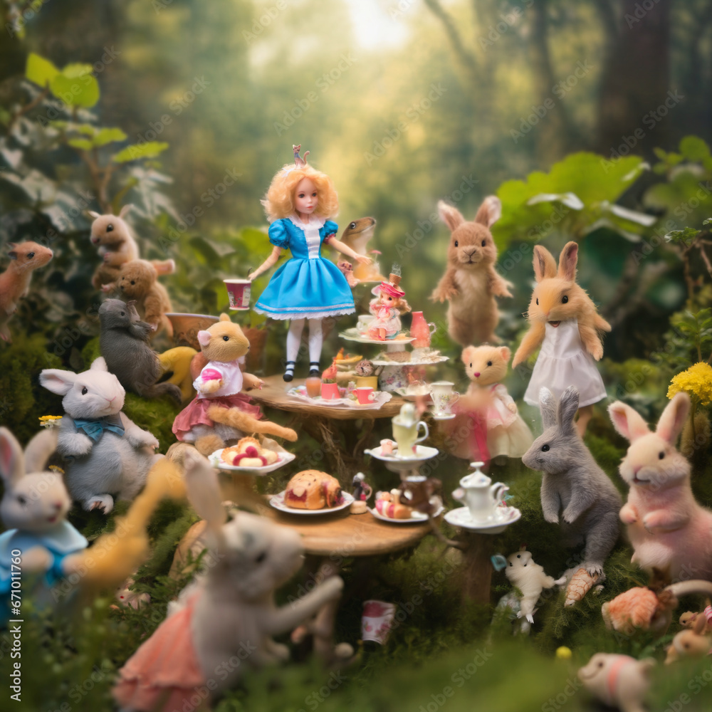 Wonderland. A little girl in a wonderful country, a magical forest of toys, bunnies and fairies
Wonderland. A little girl in a wonderful country, a magical forest of toys, bunnies and fairies