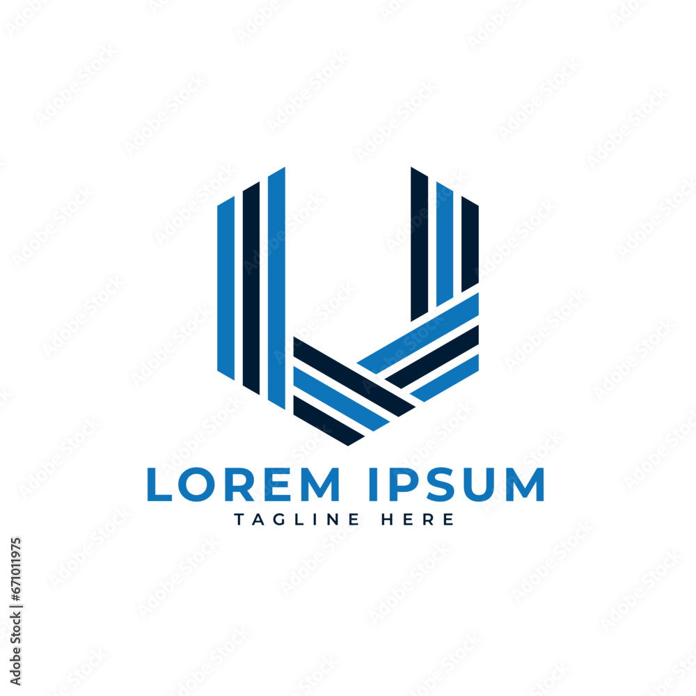 Geometric U letter mark monogram logo design concept for business 