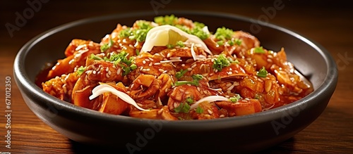 beautiful Chili Crab dish on wooden table