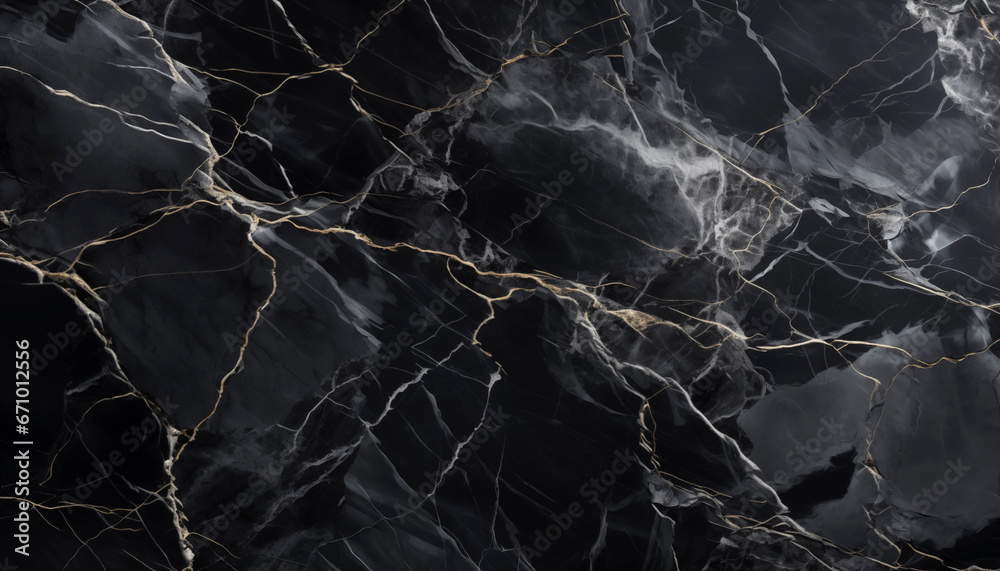 Black marble texture with white and gold lines created with a generative ai technology Black marble texture with white and gold lines created with a generative ai technology