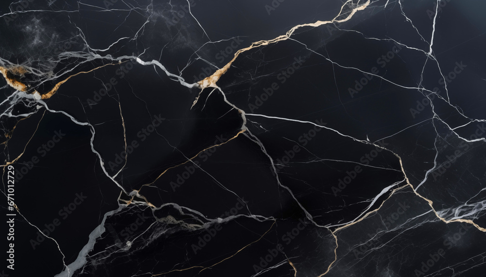 Black marble texture with white and gold lines created with a generative ai technology Black marble texture with white and gold lines created with a generative ai technology