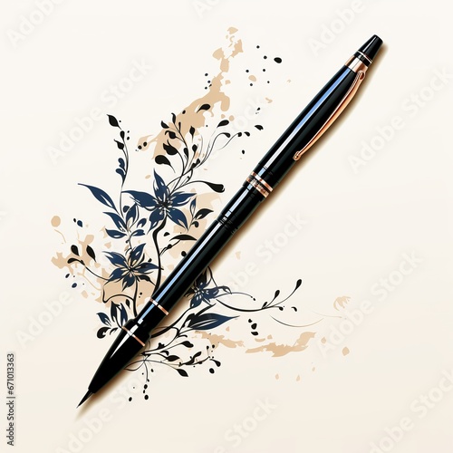 illustration of Single pen 2D vector image colorfull 4k , Generative ai photo