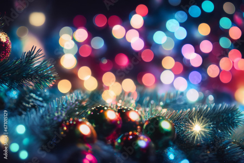 Christmas and New Year Greetings Holiday Blurred Bokeh Background