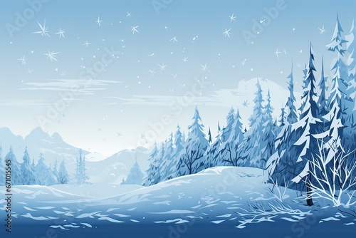 Snowy Christmas winter landscape. Greeting card. Generative AI. © Lux Images