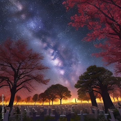 sunset in the forest