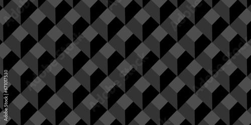 Abstract Black cube triangle geometric square seamless background. Seamless blockchain technology pattern. Vector illustration pattern with blocks. Abstract geometric design print of cubes pattern.