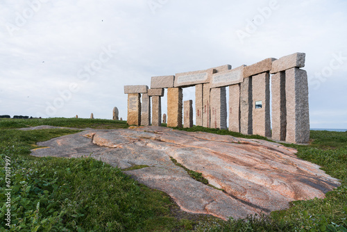 Monument of the menhirs in Hercules Tower coast a Coruna, Galicia, Spain